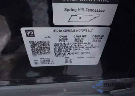 2023 GMC Acadia Slt из США, поврежденный, VIN 1GKKNUL43PZ153580